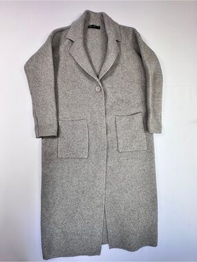 Lyla & Luxe Heather Grey Long Sweater Coat Cardigan Size S